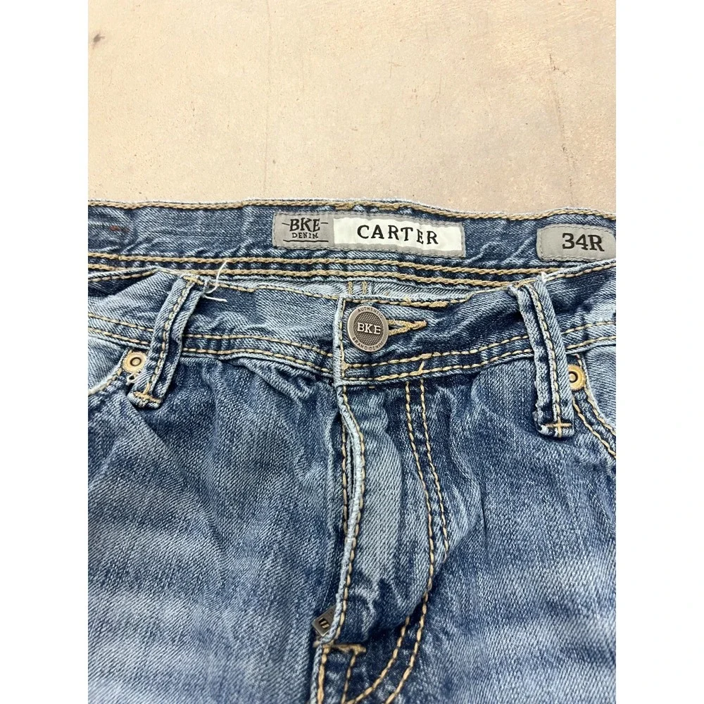 BKE Carter Bootcut Jeans Mens 34R Blue Denim Light Wash Grunge Y2K Streetwear